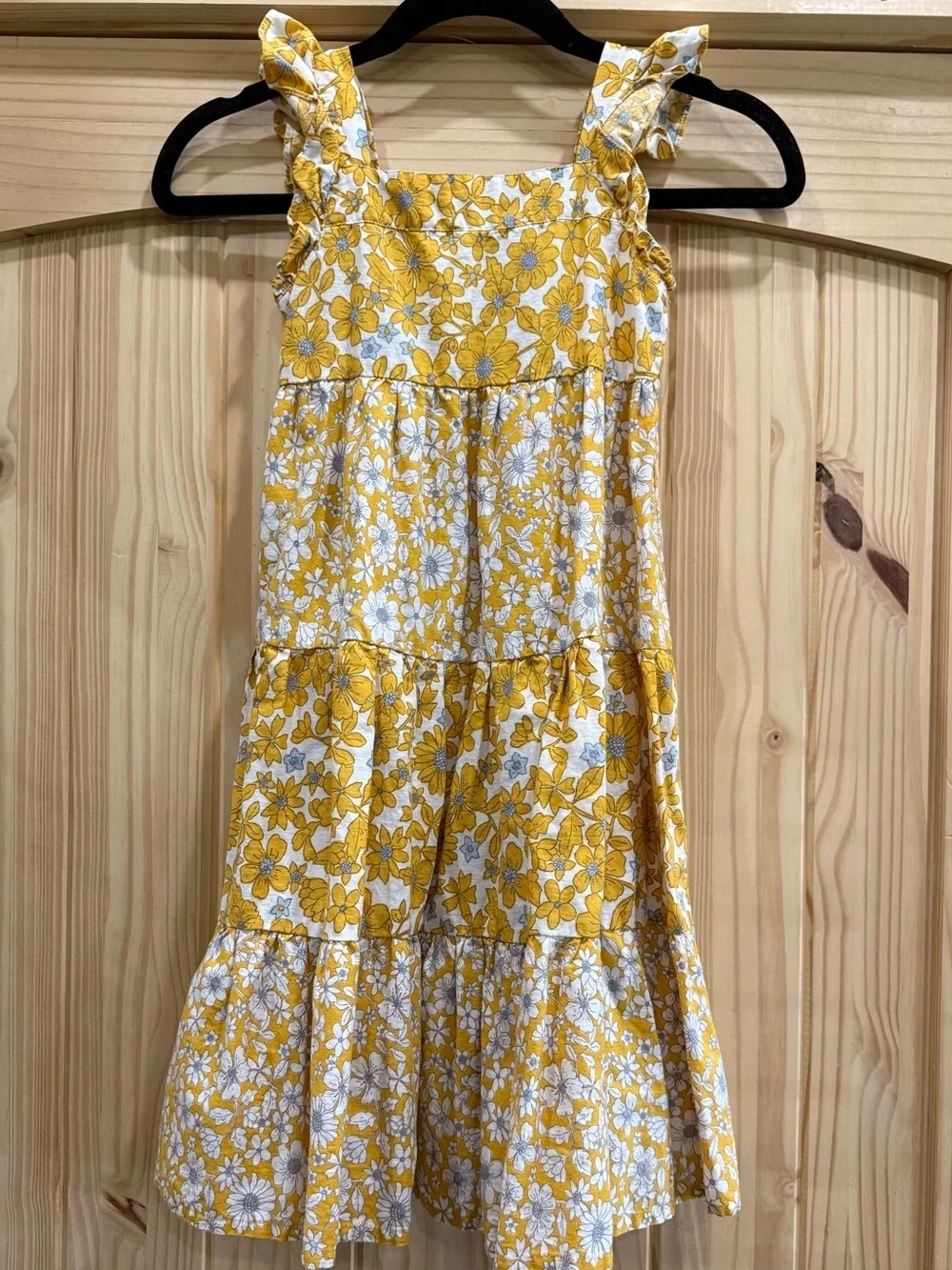Carters Girls Yellow White Floral Ruffle Strap Sundress